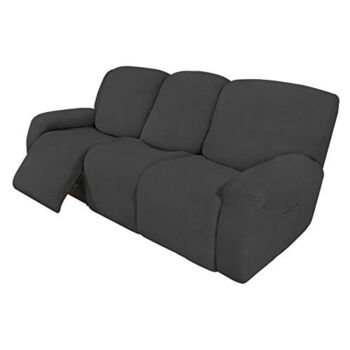 Easy-Going 8 Pieces Recliner Sofa Stretch Sofa Slipcover Sofa Cover Furniture Protector Couch Soft with Elastic Bottom Kids, Spandex Jacquard Fabric Small Checks Dark Gray | The Storepaperoomates Retail Market - Fast Affordable Shopping