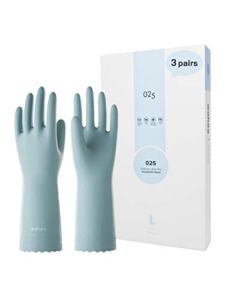 wahoo 3 Pairs PVC Dishwashing Cleaning Gloves, Reusable Unlined Kitchen Gloves, Non-Slip, Medium