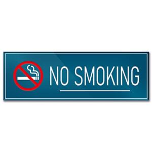 No Smoking No Vaping Sign Blue 9″x3″ ?Indoor Self Adhesive Door Wall Sign for Offices Businesses House Home