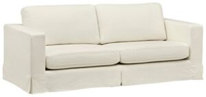 Amazon Brand – Stone & Beam Bryant Modern Sofa Couch with Slipcover, 85.1″W, Optic White
