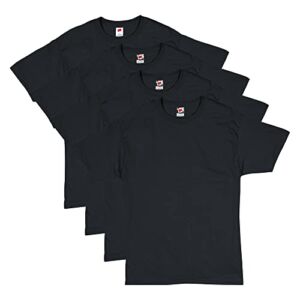 Hanes mens Essentials Short Sleeve T-shirt Value Pack (4-pack) athletic t shirts, Black, Small US
