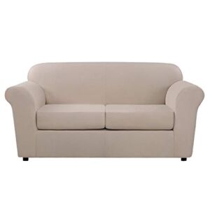 Sure FIT Ultimate Heavyweight Stretch Leather Slipcover (Pebbled Ivory, 2-Seat Box Cushion Loveseat)