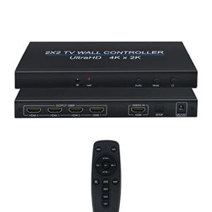 Mcbazel Video Wall Controller 2×2, TV Wall Processor Support 7 Display Modes – 2×2/ 1×2/ 1×3/ 1×4/ 2×1/ 3×1/ 4×1, HDMI Input 4K & Output 1080P