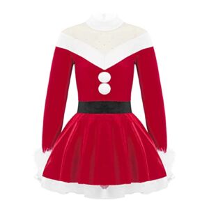 Hedmy Girls’ Santa Claus Costumes Princess Dance Christmas Party Dress Holiday Velvet Tutu Dancewear Red 8 Years