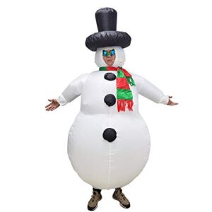 Poptrend Adult Inflatable Snowman Costume Blow Up Fancy Dress Party Costumes Creative Clothes for Halloween, Christmas, Festivals, Birthday Party