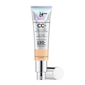 IT Cosmetics Your Skin But Better CC+ Cream, Medium (W) – Color Correcting Cream, Full-Coverage Foundation, Hydrating Serum & SPF 50+ Sunscreen – Natural Finish – 1.08 fl oz
