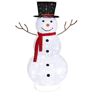 VINGLI Snowman Outdoor Christmas Decorations with 120 LED Lights, Lighted Snowman with Top Hat Holiday Ornaments Yard Decor for Home, Lawn and Front Yard-4 FT