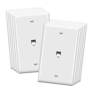 ENERLITES RJ11 Telephone Jack Wall Plate, 6-Position 4-Conductor 6P4C (2 Line Support), 1-Gang 4.50″ x 2.76″, 6611-W-10PCS, White (10 Pack)