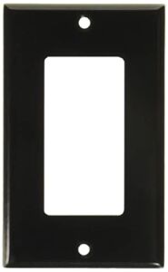 Leviton 80401-E Standard Size Thermoset Mount 1-Gang GFCI Device Decora Wall Plate, Black, 25-Pack