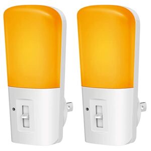LOHAS Amber Night Light, Dimmable Plug in Yellow Night Light with Dusk to Dawn Sensor, Kids Night Lights for Bedroom, 5-80LM Suit for Nursery, Hallway, Stairway, Halloween Christmas Party Gift, 2Pack