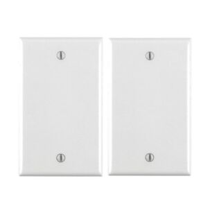 Leviton 2-Pack 80714-W 1-Gang No Device Blank Wallplate, Standard Size, Thermoplastic Nylon, Box Mount, White … (2 Pack)