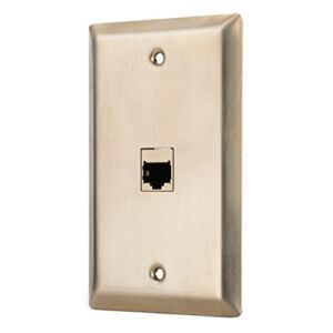 1 Port Cat 6 Shielded Female to Female Stainless Steel Wall Plate