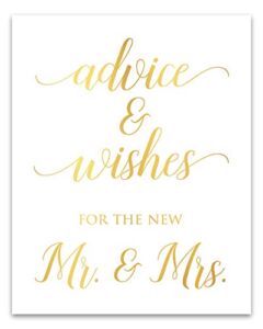 Wedding Advice And Wishes For The Mr and Mrs Sign Gold Foil Signage Unframed Wall Art Poster