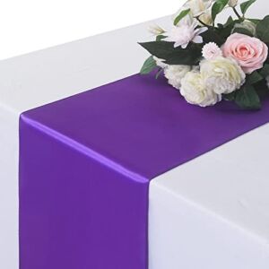 6 Pack Satin Table Runner, 12×108 Inch for Party Wedding, Birthday, Banquets，Graduation Engagements, Christmas, Decoration(Purple)