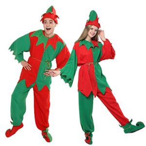FantastCostumes Mens Christmas Elf Costumes Adult Fancy Dress Holiday, Red, X-Large