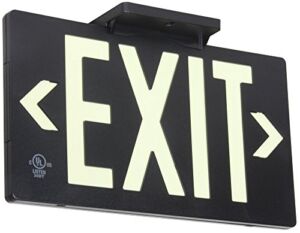 UL Listed 100 Foot Jessup Glo Brite 7062-100-B PF100 Molded Plastic Exit Sign, Double-Sided.75″ x 15.5″, Black (Mounts 4 Ways, Includes Bracket and Arrows)