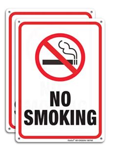 No Smoking Sign,2 Pack No Smoking Metal Reflective Signs – 10 x 7 .040 Rust Free Heavy Duty Aluminum sign – UV Printed With Professional Graphics – Easy To Mount – Indoor & Outdoor Use