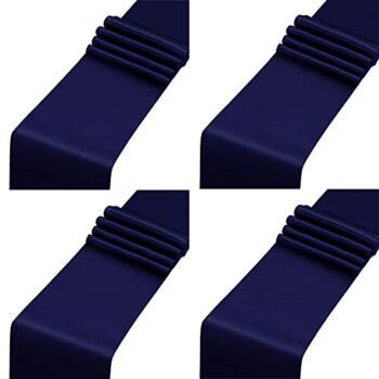 ANECO 4 Pack Satin Table Runner 12 x 108 Inch Long Bright Silk and Smooth Fabric Party Table Runner for Wedding Banquet Party Decoration- Navy Blue | The Storepaperoomates Retail Market - Fast Affordable Shopping