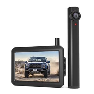 AUTO-VOX Wireless Backup Camera for Trucks, 3Mins DIY Installation, Mini Size Back Up Camera Systems for Car with Rechargeable Battery-Powered, Super Night Vision Rear/Front View with 5” Monitor -TW1