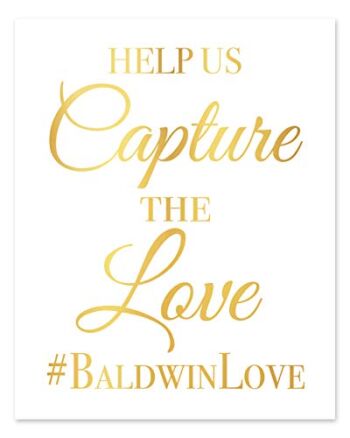 Custom Wedding Hashtag Sign, Real Foil, Unframed Poster, Help Us Capture The Love, Gold Foil Print Social Media Signage, Instagram | The Storepaperoomates Retail Market - Fast Affordable Shopping