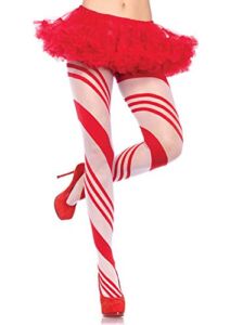Leg Avenue Women’s Christmas Holiday Spandex Tights, Red/White Candy, One Size