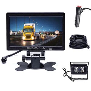 EVERSECU RV Backup Camera System, 7 inch Monitor Vehicle Backup Camera, Waterproof Rear View Camera with Night Vision Reverse Truck Wired Back Up Camera for Cars/Trailer/Van/Jeep/SUV/Pickup