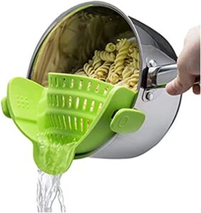 Kitchen Gizmo Snap N Strain Pot Strainer and Pasta Strainer – Adjustable Silicone Clip On Strainer for Pots, Pans, and Bowls – Lime Green