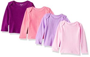 Hanes baby girls Ultimate Flexy 4 Pack Long Sleeve Crew Tees T Shirt Set, Pink/Purple, 12-18 Months US
