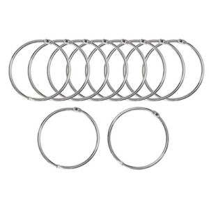 uxcell 10 Pack Metal Curtain 2 Inch Snap Joint Drape Ring Loops for Bathroom Curtain Rods Plating Finish, Silver Tone