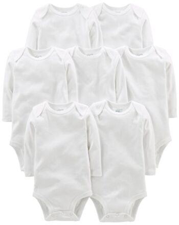 Simple Joys by Carter’s Unisex Babies’ Long-Sleeve Bodysuit, Pack of 7, White, 0-3 Months | The Storepaperoomates Retail Market - Fast Affordable Shopping
