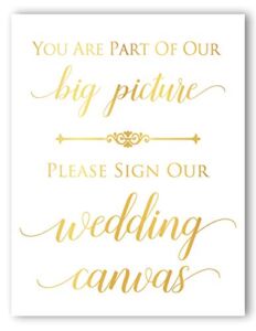 Please Sign Our Canvas Wedding Guest Book Sign, Gold Foil Wedding Signage, Guestbook Decorations Unframed Wall Art Poster