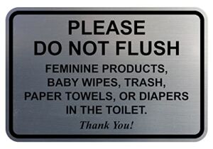 All Quality Classic Framed Please Do Not Flush Thank You Bathroom Etiquette Sign – 4″ x 6″ (Brushed Silver)