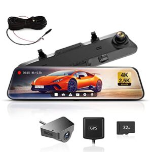 [G900+ 33ft Extension Cable] WOLFBOX G900 Mirror Dash Cam & 33ft Extension Cord