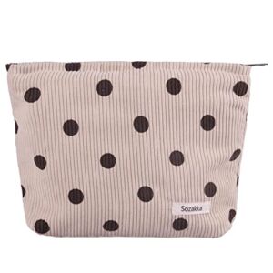 Dots Makeup Bag Travel Cosmetic Bag Toiletry Bag Organizer Pouch Purse Travel Accessories Beige dots