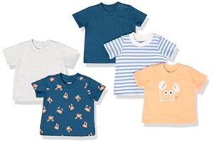 Amazon Essentials Baby Boys’ Short-Sleeve Tee, Pack of 5, Blue, Sea Life, 6 Months