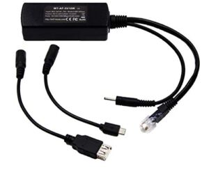 PoE Texas PoE Power Adapter for USB-A and Micro-USB Compatible Devices Including Apple Cables for POS, Digital Signage, & More – 802.3af POE to 5 Volt Splitter – Extends Power Delivery Up to 328 Feet