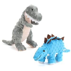 Stuffed Dinosaur Dog Toys Durable Plush Dog Toy with Crinkle Paper Cute Squeaky Dog Toys Dog Chew Toys for Small Medium Large Dogs and Puppy (Dinosaur)