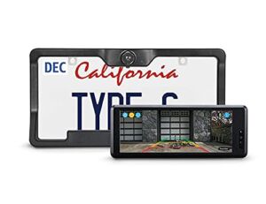 Type S License Plate Backup Camera with 6.8″ Touchscreen, Motion Activated Startup, Wireless Backup Camera Waterproof, Night Vision, Rear View Solar Rear View Camera for Truck, Car, SUV, Camper