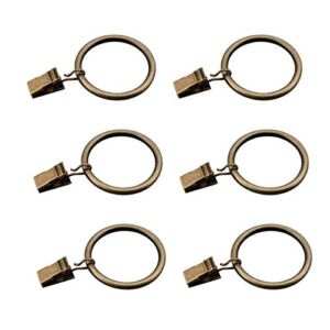 Coideal Bronze Curtain Rings with Clips – 30 Pcs Heavy-Duty Metal Decorative Drape Clip with Eyelets for Drapery, Windows, Bathroom, Home Kitchen, Fit Up to 1 1/4 Inch Rod