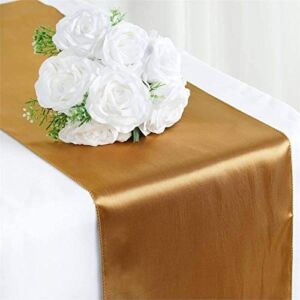 Tiger Chef 12-Pack Deep Gold 12 x 108 inches Long Satin Table Runner for Wedding, Table Runners fit Rectangle and Round Table Decorations for Birthday Parties, Banquets, Graduations, Engagements