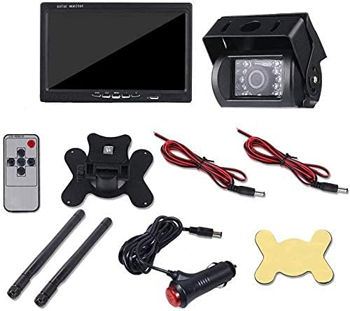 Liehuzhekeji Wireless Car Backup Camera and Monitor Kit, Waterproof Night Vision Wireless Rear View Camera 7 Inch LCD Monitor Parking System + Car Charger for 12V-24V Truck RV Trailer Camper Bus | The Storepaperoomates Retail Market - Fast Affordable Shopping