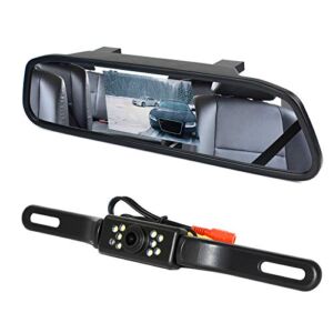 Peojek Backup Camera and Monitor Kit, 4.3″ Car Vehicle Rearview Mirror Monitor for Car Reverse Camera Waterproof Car Rear View Camera with 9 LED Night Vision (4.3″ Backup Camera)