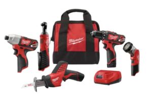Milwaukee M12 12-Volt Lithium-Ion Cordless Combo Kit (5-Tool) with Two 1.5 Ah Batteries, Charger and Tool Bag