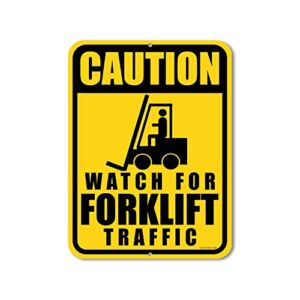 Traffic Signs, Caution Watch For Forklift Traffic 9 x 12 inch Metal Aluminum Safety Tin Sign, Safety Signs For Workplace