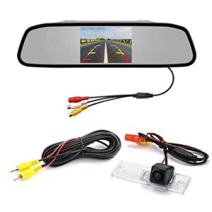 aSATAH Car 4.3 inch TFT in-Mirror Monitor and Rear View Camera for Toyota 4Runner / Hilux/Toyota Fortuner SW4 & Vehicle Camera Waterproof and Shockproof Reversing Backup Camera (Fisheye LED Camera)