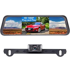 Backup Camera for Car HD 1080P 4.3” Rear View Mirror Monitor Kit for SUV,Minivan Super Night Vison IP69 Waterproof Reverse Cam DIY Grid Lines LeeKooLuu LK1