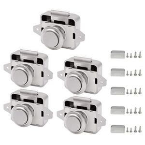 LENKRAD Push Button Drawer Latch, 5 Packs Camper Cupboard Knob RV Compartment Latch Catches for Caravan Yacht Boat Motorhome Cabinet Drawer, ABS & Zinc Alloy