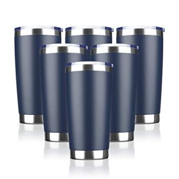 EcoMozz 20oz Tumbler Bulk Stainless Steel Vacuum Insulated Tumblers with Lid Double Wall Travel Mug, Durable Powder Coated Coffee Cup, Suitable for Ice Drinks and Hot Beverage（Navy 6pack） | The Storepaperoomates Retail Market - Fast Affordable Shopping