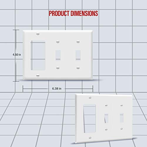 ENERLITES Combination Double Toggle/Single Decorator Rocker Outlet Wall Plate, Standard Size 3-Gang Light Switch Cover(4.5″ x 6.38″), Polycarbonate Thermoplastic, UL Listed，881231-W, White, Two One | The Storepaperoomates Retail Market - Fast Affordable Shopping