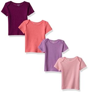 Hanes unisex baby Ultimate Flexy 4 Pack Short Sleeve Crew Tees T Shirt Set, Purple/Pink, 12-18 Months US